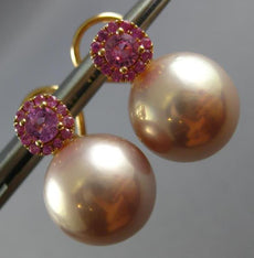 .80CT AAA PINK SAPPHIRES & PINK SOUTH SEA PEARL 18KT ROSE GOLD CLIP ON EARRINGS