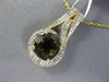 ESTATE 1.98CT DIAMOND & AAA SMOKY TOPAZ 14KT YELLOW GOLD ROUND TEAR DROP PENDANT