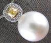 .58CT WHITE & FANCY YELLOW DIAMOND & AAA SOUTH SEA PEARL 18KT WHITE GOLD PENDANT