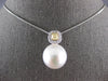 .58CT WHITE & FANCY YELLOW DIAMOND & AAA SOUTH SEA PEARL 18KT WHITE GOLD PENDANT
