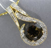 ESTATE 1.98CT DIAMOND & AAA SMOKY TOPAZ 14KT YELLOW GOLD ROUND TEAR DROP PENDANT