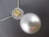 .58CT WHITE & FANCY YELLOW DIAMOND & AAA SOUTH SEA PEARL 18KT WHITE GOLD PENDANT