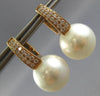 .40CT DIAMOND & AAA SOUTH SEA PEARL 18KT ROSE GOLD 3D 2 ROW BAR HUGGIE EARRINGS