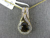 ESTATE 1.98CT DIAMOND & AAA SMOKY TOPAZ 14KT YELLOW GOLD ROUND TEAR DROP PENDANT