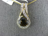 ESTATE 1.98CT DIAMOND & AAA SMOKY TOPAZ 14KT YELLOW GOLD ROUND TEAR DROP PENDANT