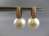 .40CT DIAMOND & AAA SOUTH SEA PEARL 18KT ROSE GOLD 3D 2 ROW BAR HUGGIE EARRINGS