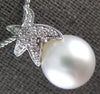 ESTATE .13CT DIAMOND & AAA SOUTH SEA PEARL 14KT WHITE GOLD STAR FLOATING PENDANT