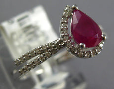 .94CT DIAMOND & AAA RUBY 14KT WHITE GOLD PEAR SHAPE & ROUND HALO FRIENDSHIP RING