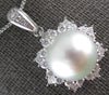 LARGE .90CT DIAMOND & AAA SOUTH SEA PEARL 18KT WHITE GOLD 3D FLOWER STAR PENDANT