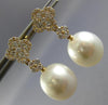 ESTATE .77CT DIAMOND & AAA SOUTH SEA PEARL 18K ROSE GOLD FLOWER HANGING EARRINGS