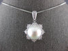 LARGE .90CT DIAMOND & AAA SOUTH SEA PEARL 18KT WHITE GOLD 3D FLOWER STAR PENDANT