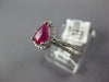 .94CT DIAMOND & AAA RUBY 14KT WHITE GOLD PEAR SHAPE & ROUND HALO FRIENDSHIP RING