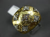 ESTATE LARGE .26CT DIAMOND 18K 2 TONE GOLD MATTE & SHINY FLORAL ANNIVERSARY RING