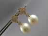 ESTATE .77CT DIAMOND & AAA SOUTH SEA PEARL 18K ROSE GOLD FLOWER HANGING EARRINGS