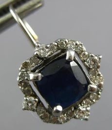 2.55CT DIAMOND & AAA SAPPHIRE 14KT WHITE GOLD 3D SQUARE FLOWER HANGING EARRINGS