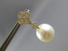 ESTATE .77CT DIAMOND & AAA SOUTH SEA PEARL 18K ROSE GOLD FLOWER HANGING EARRINGS