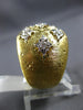 ESTATE LARGE .26CT DIAMOND 18K 2 TONE GOLD MATTE & SHINY FLORAL ANNIVERSARY RING