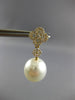 ESTATE .77CT DIAMOND & AAA SOUTH SEA PEARL 18K ROSE GOLD FLOWER HANGING EARRINGS