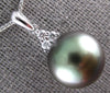 ESTATE LARGE .12CT DIAMOND & AAA TAHITIAN PEARL 14KT WHITE GOLD 3 STONE PENDANT