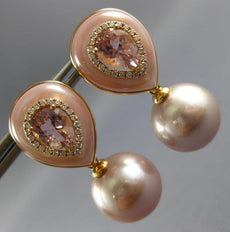 LARGE 2.24CT DIAMOND & AAA MULTI GEM 18K ROSE GOLD 3D TEAR DROP HANGING EARRINGS