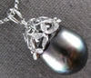 EXTRA LARGE .1CT DIAMOND & AAA TAHITIAN PEARL 18K WHITE GOLD  FLOWER FUN PENDANT