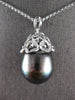 EXTRA LARGE .1CT DIAMOND & AAA TAHITIAN PEARL 18K WHITE GOLD  FLOWER FUN PENDANT