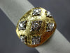 ESTATE LARGE .26CT DIAMOND 18K 2 TONE GOLD MATTE & SHINY FLORAL ANNIVERSARY RING