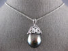 EXTRA LARGE .1CT DIAMOND & AAA TAHITIAN PEARL 18K WHITE GOLD  FLOWER FUN PENDANT