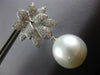 LARGE 1.6CT DIAMOND & AAA SOUTH SEA PEARL 18K WHITE GOLD FLOWER HANGING EARRINGS