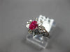ESTATE .40CT AAA RUBY 14K WHITE GOLD FLOWER FILIGREE SOLITAIRE FUN RING #26928