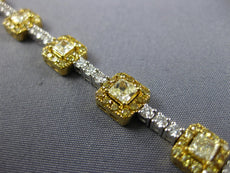 4.67CT WHITE & CANARY DIAMOND 18KT 2 TONE GOLD CUSHION & ROUND TENNIS BRACELET