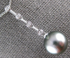 ESTATE .07CT DIAMOND & AAA TAHITIAN PEARL 14KT WHITE GOLD 3D ETOILE BAR PENDANT