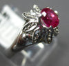 ESTATE .40CT AAA RUBY 14K WHITE GOLD FLOWER FILIGREE SOLITAIRE FUN RING #26928
