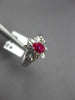 ESTATE .40CT AAA RUBY 14K WHITE GOLD FLOWER FILIGREE SOLITAIRE FUN RING #26928