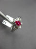 ESTATE .40CT AAA RUBY 14K WHITE GOLD FLOWER FILIGREE SOLITAIRE FUN RING #26928