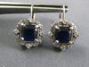 2.55CT DIAMOND & AAA SAPPHIRE 14KT WHITE GOLD 3D SQUARE FLOWER HANGING EARRINGS
