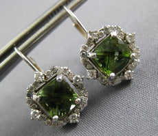 3.31CT DIAMOND & AAA GARNET 14KT WHITE GOLD 3D SQUARE FLOWER HANGING EARRINGS