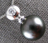 ESTATE .12CT DIAMOND & AAA TAHITIAN PEARL 18K WHITE GOLD 3D BEZEL ETOILE PENDANT