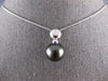 ESTATE .12CT DIAMOND & AAA TAHITIAN PEARL 18K WHITE GOLD 3D BEZEL ETOILE PENDANT