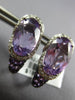 LARGE 11.25CT DIAMOND & AAA AMETHYST 14KT WHITE GOLD LOVE KNOT HANGING EARRINGS