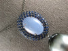 5.75CT AAA BLUE CHALCEDONY & SAPPHIRE & PEARL 18KT BLACK GOLD 3D FLOWER PENDANT