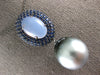 5.75CT AAA BLUE CHALCEDONY & SAPPHIRE & PEARL 18KT BLACK GOLD 3D FLOWER PENDANT