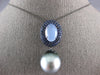 5.75CT AAA BLUE CHALCEDONY & SAPPHIRE & PEARL 18KT BLACK GOLD 3D FLOWER PENDANT