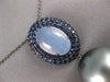 5.75CT AAA BLUE CHALCEDONY & SAPPHIRE & PEARL 18KT BLACK GOLD 3D FLOWER PENDANT
