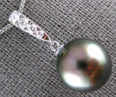 ESTATE .15CT DIAMOND & AAA TAHITIAN PEARL 14K WHITE GOLD 3D JOURNEY LOVE PENDANT