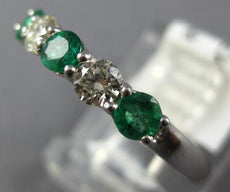 .68CT DIAMOND & AAA EMERALD 14K WHITE GOLD SHARED PRONG 5 STONE ANNIVERSARY RING
