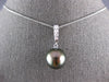ESTATE .15CT DIAMOND & AAA TAHITIAN PEARL 14K WHITE GOLD 3D JOURNEY LOVE PENDANT