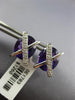 LARGE 11.45CT DIAMOND & AAA AMETHYST 14K WHITE GOLD OVAL & ROUND X STUD EARRINGS