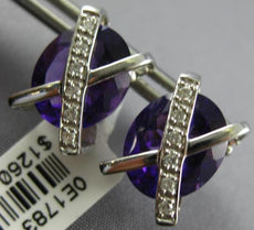 LARGE 11.45CT DIAMOND & AAA AMETHYST 14K WHITE GOLD OVAL & ROUND X STUD EARRINGS