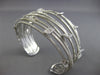 LARGE .48CT DIAMOND 14K WHITE GOLD MULTI ROW SQUARE FLEXIBLE FUN BANGLE BRACELET